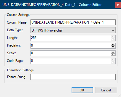 EDI Destination - Column Editor